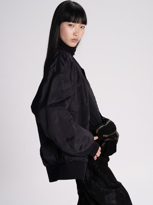 Cotton Lined Reversible Bomber black